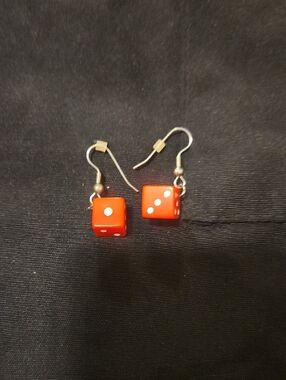 Source Unknown Red Dice Drop Earrings